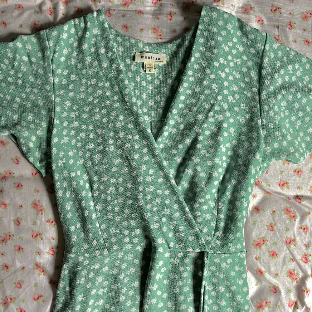 teal floral dress